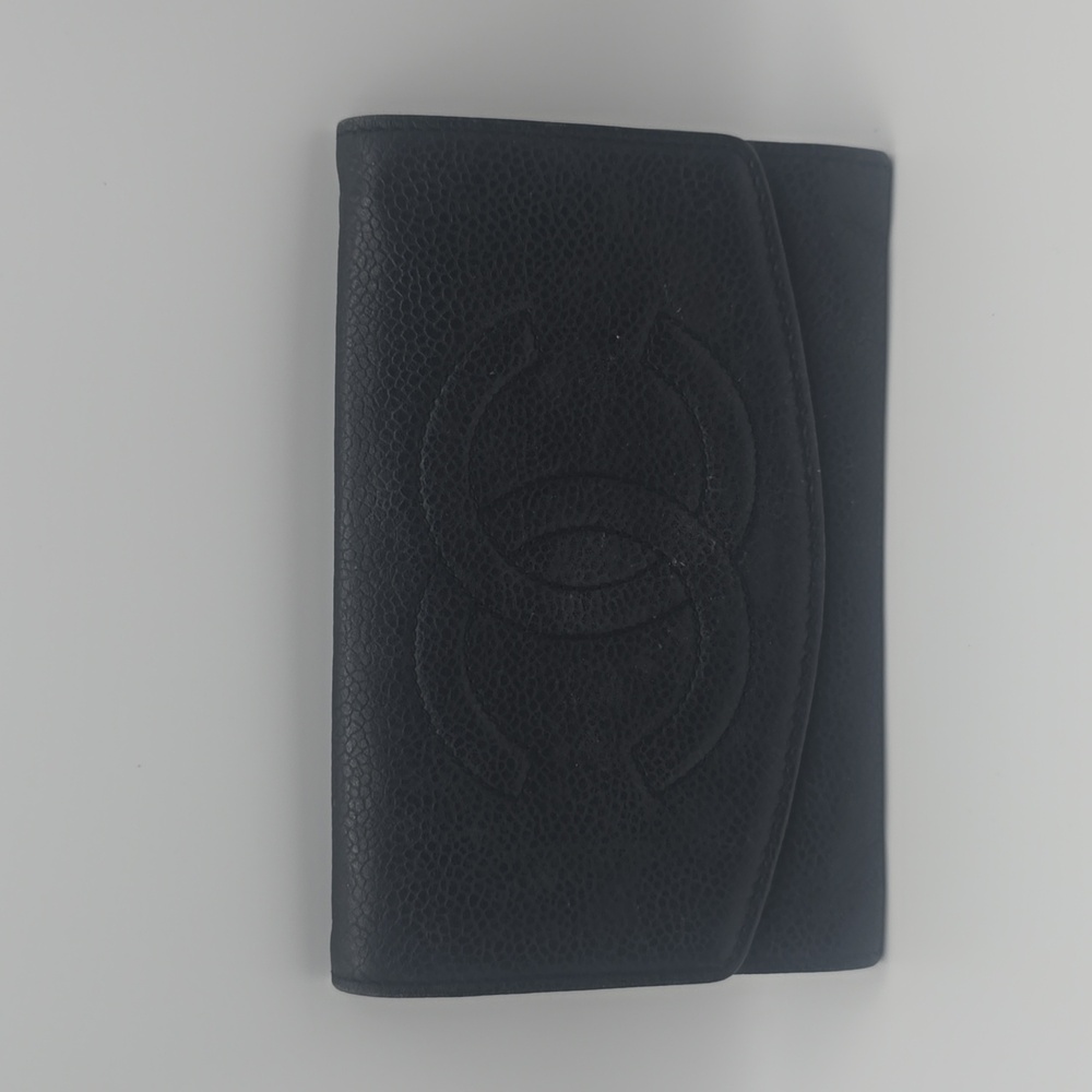 Chanel Big CC Logo Black Caviar W/ Gold Hardware Bifold Wallet (COA)(EUC)✨ - Picture 2 of 16